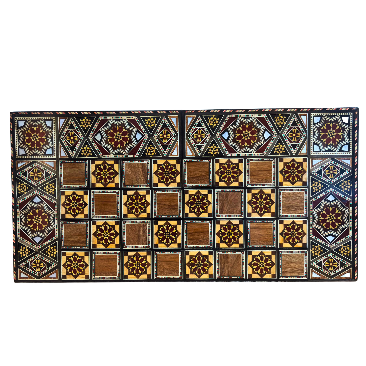 Handgefertigter Damascener Backgammon- & Schach-Tisch von Gaby Al Dayeh – Meisterwerk mit Perlmuttintarsien
