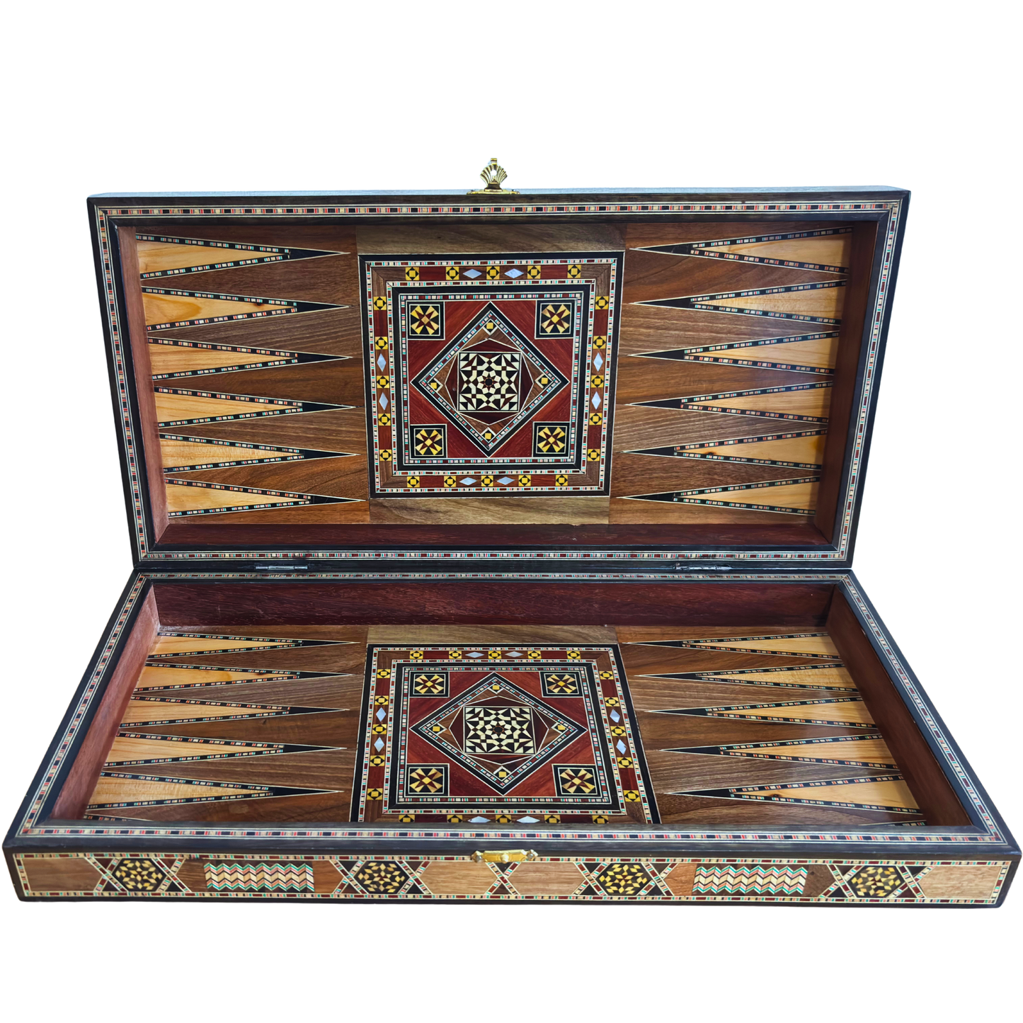 Handgefertigter Damascener Backgammon- & Schach-Tisch von Gaby Al Dayeh – Meisterwerk mit Perlmuttintarsien