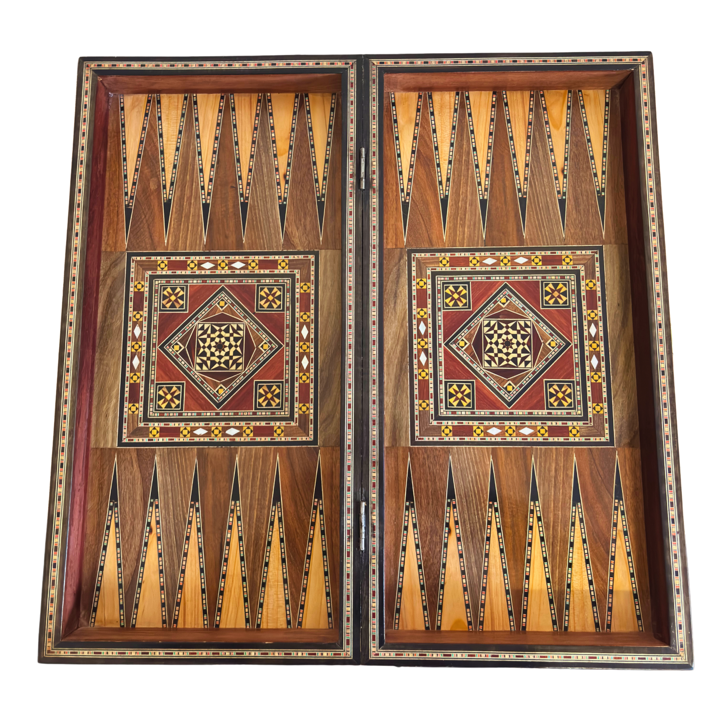 Handgefertigter Damascener Backgammon- & Schach-Tisch von Gaby Al Dayeh – Meisterwerk mit Perlmuttintarsien