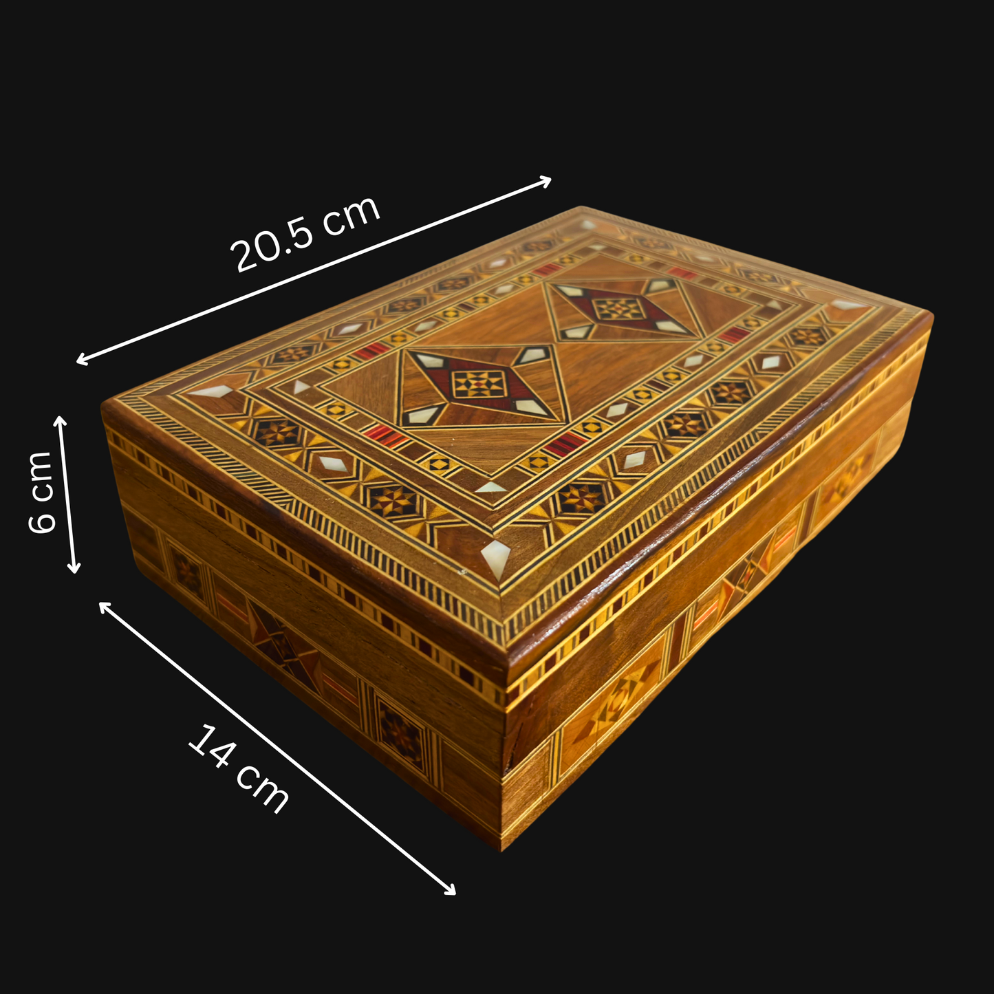 Boîte artisanale en mosaïque pour bijoux, incrustation de nacre, coffre de luxe en bois pour souvenirs, art damasquiné -Édition Limitée-