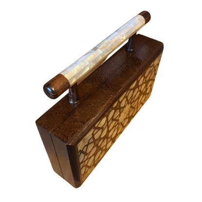 The Celestial Star – Handcrafted Damascene Clutch in Walnut Wood with Mother of Pearl Inlay