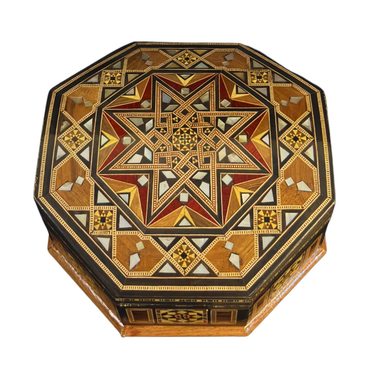 Boîte en Mosaïque Damascène Faite Main – Nacre & Velours
