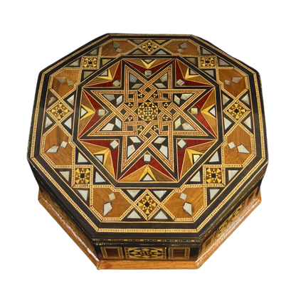 Boîte en Mosaïque Damascène Faite Main – Nacre & Velours