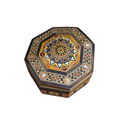 Boîte en Mosaïque Damascène Faite Main – Nacre & Velours