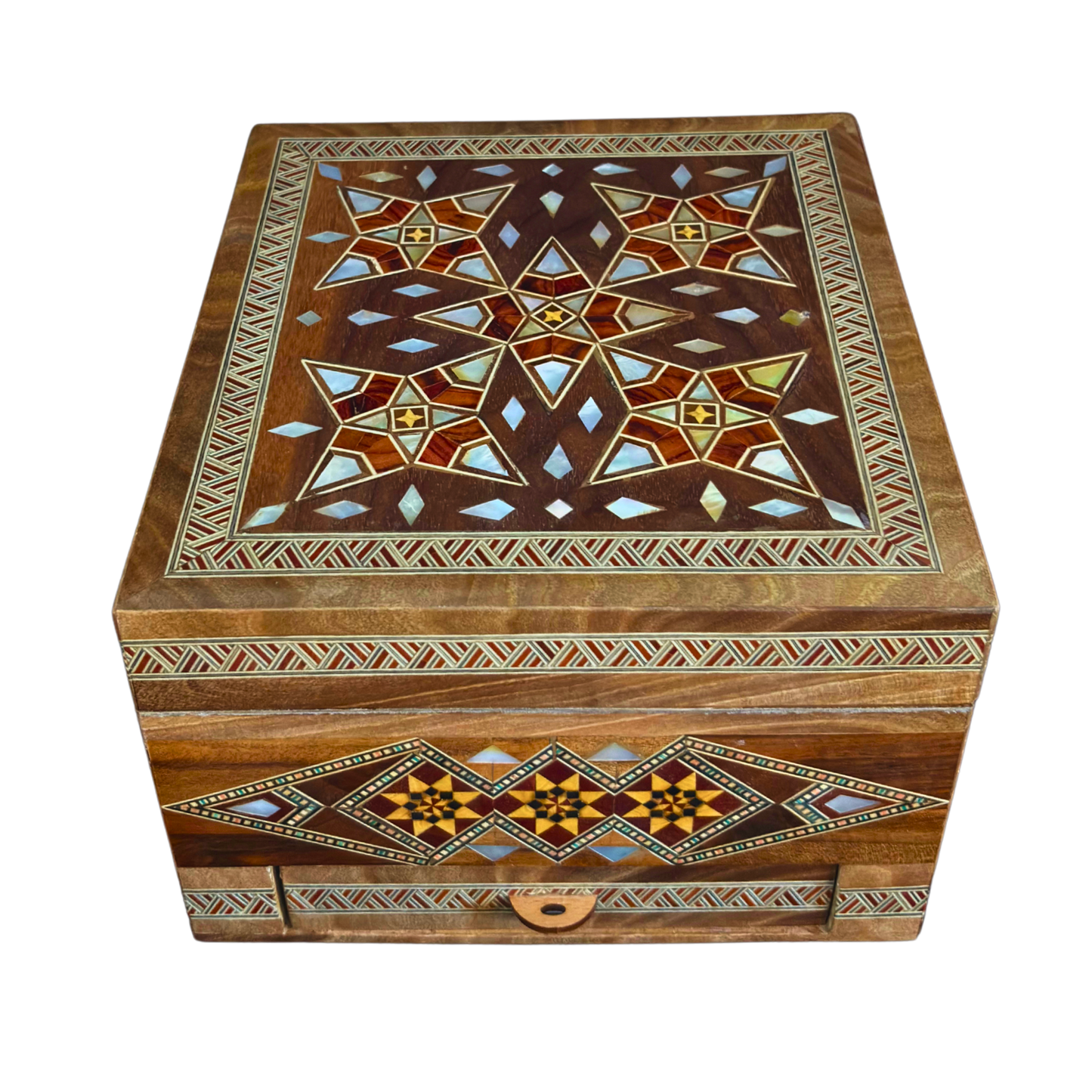 Coffret à Montres en Mosaïque Damascène pour 6 Montres – Nacre & Velours