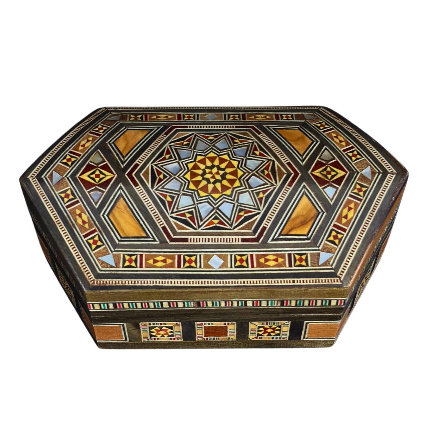 Boîte en Mosaïque Damascène Faite Main – Nacre & Velours