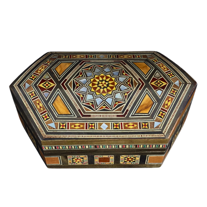 Boîte en Mosaïque Damascène Faite Main – Nacre & Velours