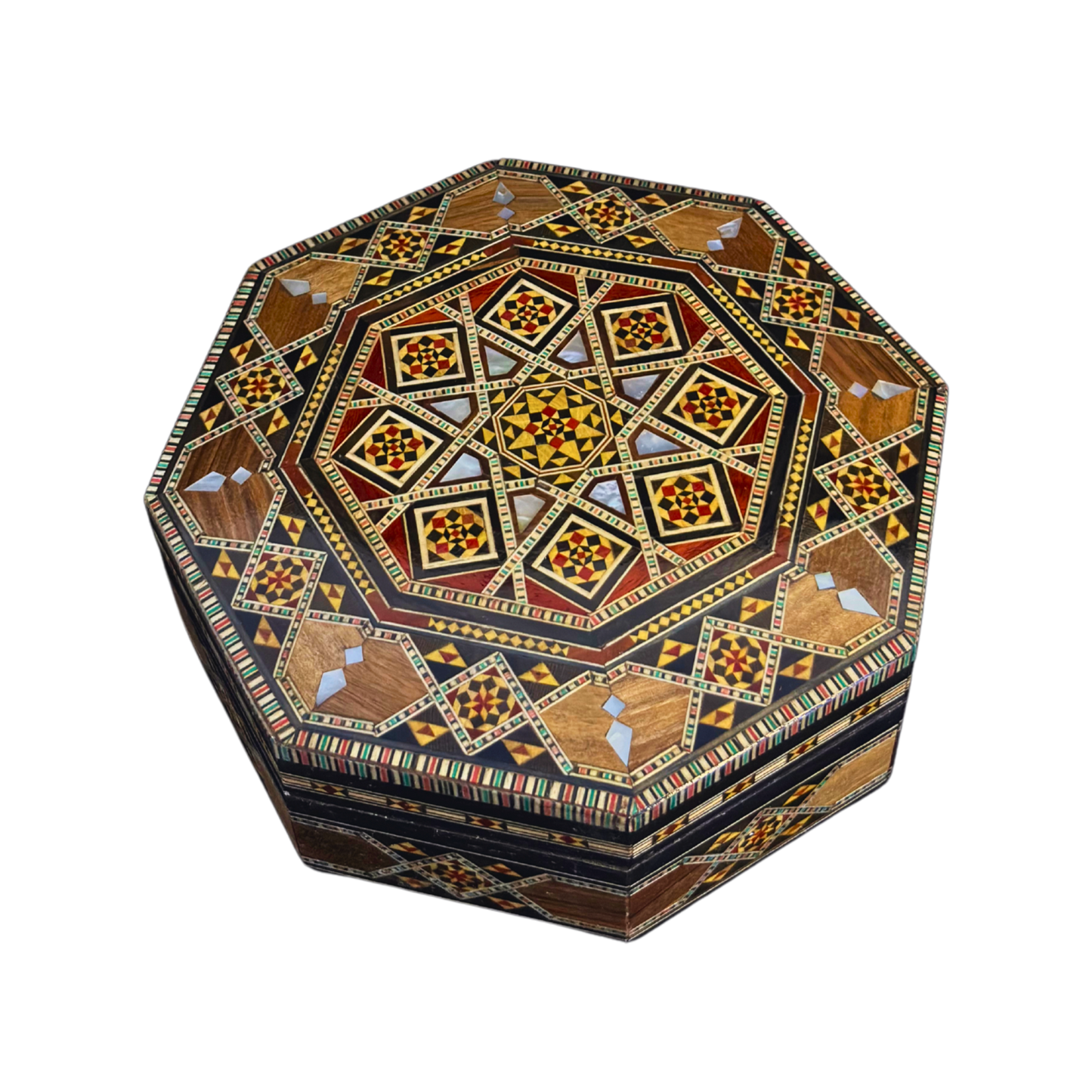 Boîte en Mosaïque Damascène Faite Main – Nacre & Velours