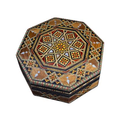 Boîte en Mosaïque Damascène Faite Main – Nacre & Velours
