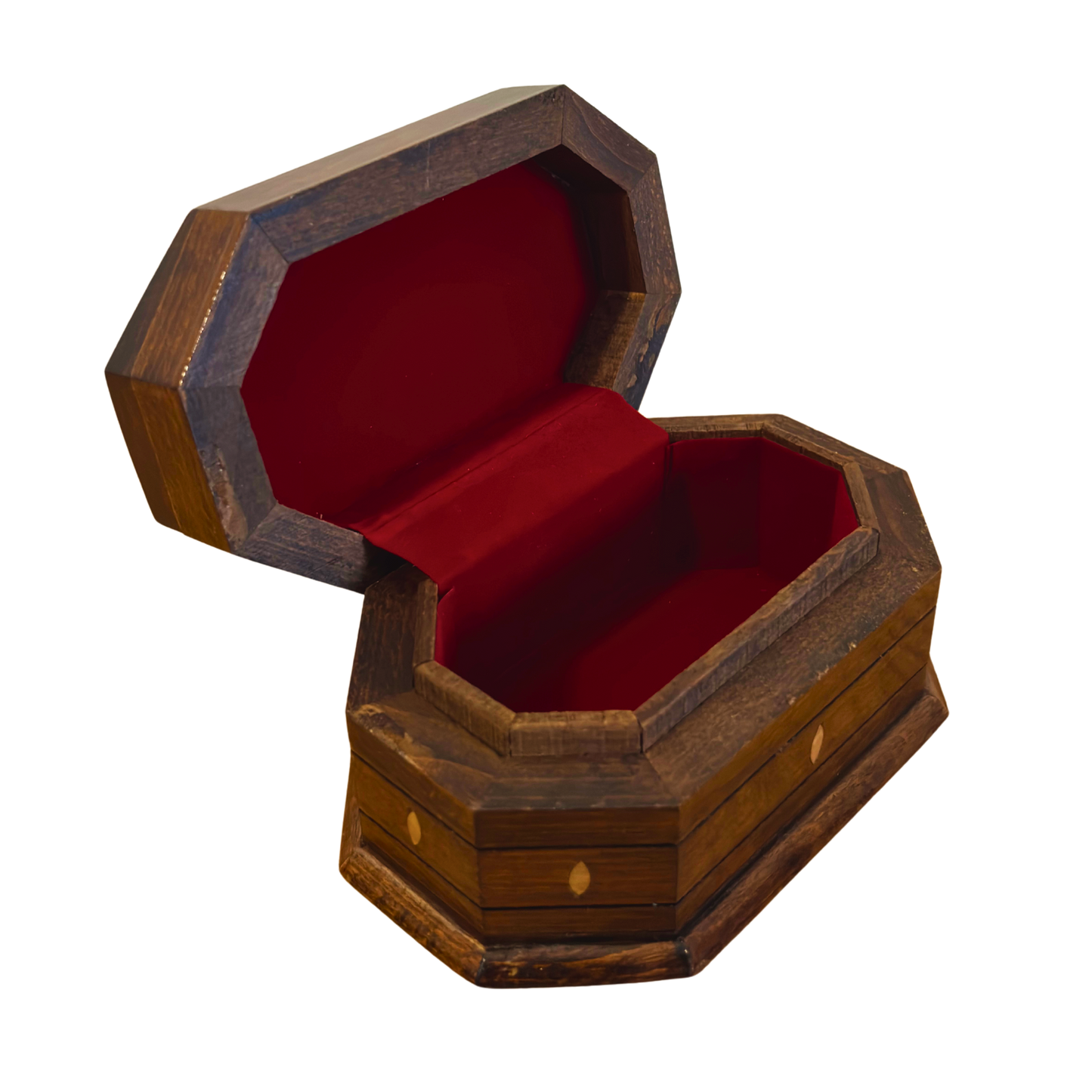 Boîte en Hêtre Sculptée à la Main – Nacre & Finition Noyer Élégante