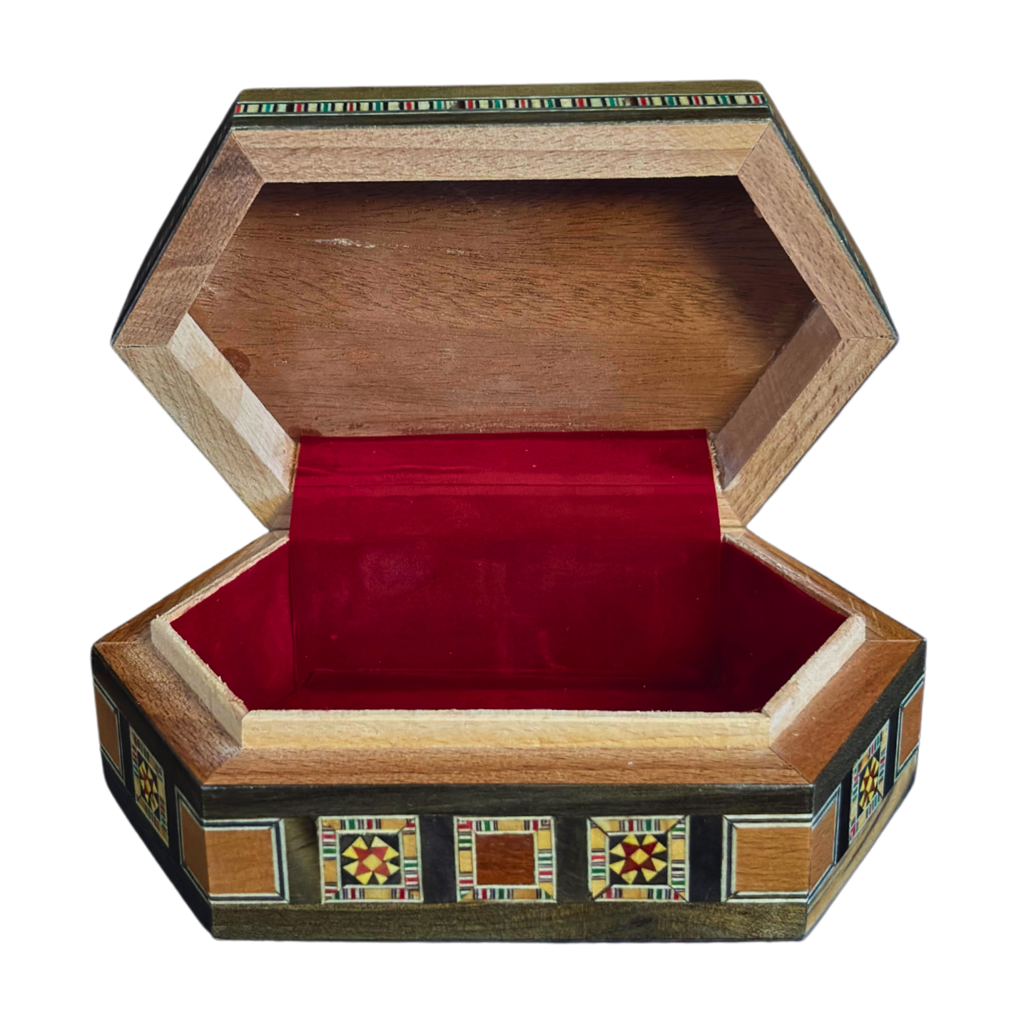 Boîte en Mosaïque Damascène Faite Main – Nacre & Velours