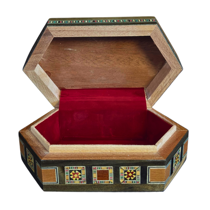 Boîte en Mosaïque Damascène Faite Main – Nacre & Velours