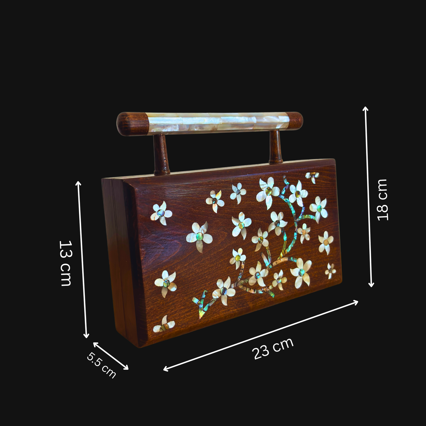 Yasmine – Pochette Damasquine de Luxe avec Nacre & Doublure Brocart