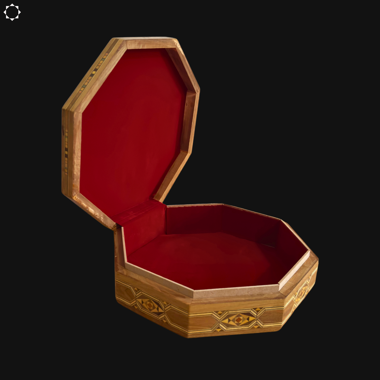 Scatola Damaschina a Mosaico – Legno Artigianale con Interno in Velluto Rosso