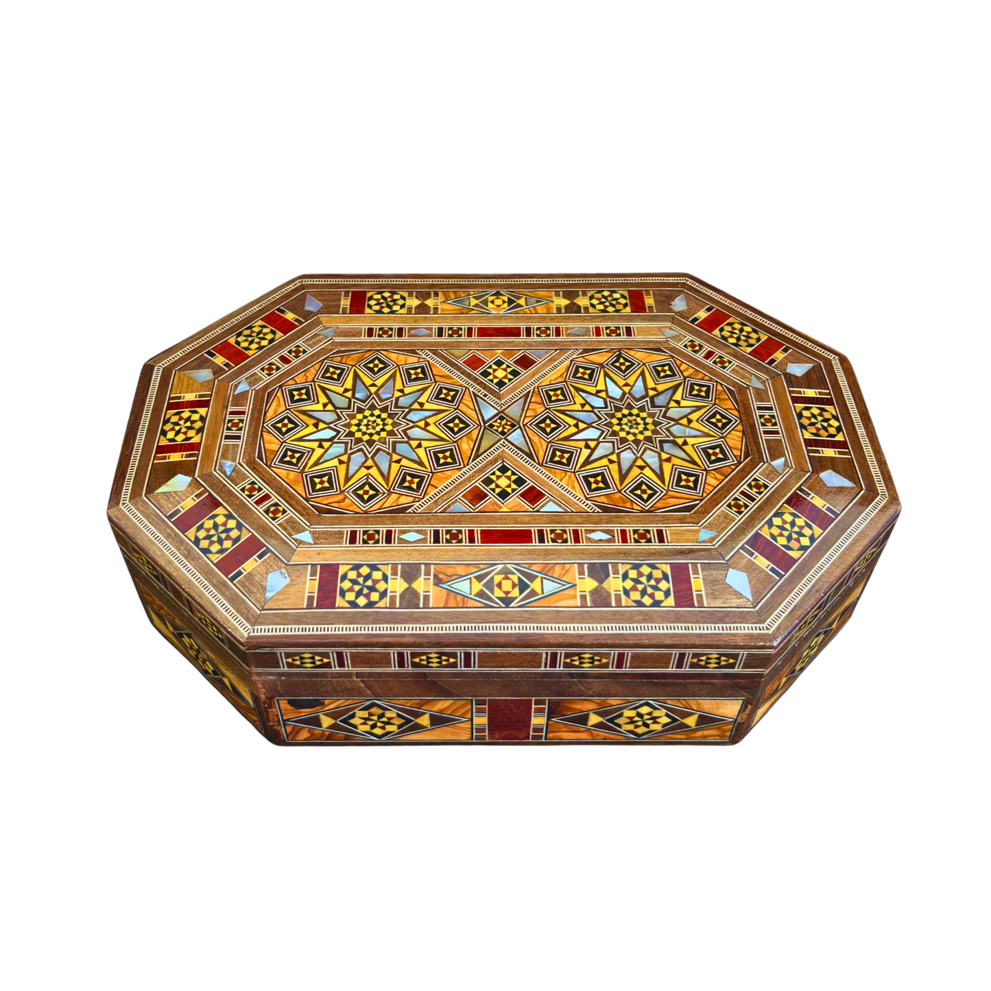 Boîte en Mosaïque Damascène Faite Main – Nacre & Velours