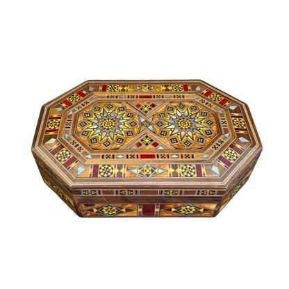 Boîte en Mosaïque Damascène Faite Main – Nacre & Velours