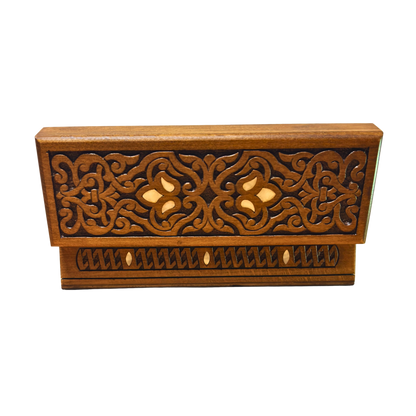Handgesneden Luxe Doos uit Damascus – Parelmoer & Fluweel