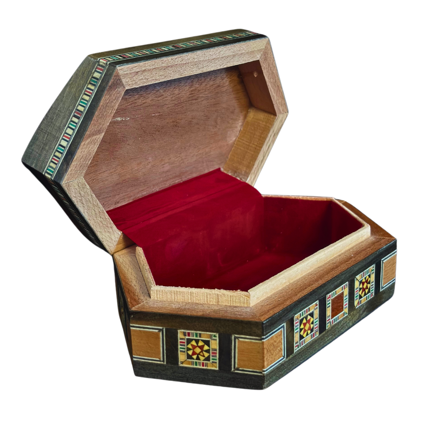Boîte en Mosaïque Damascène Faite Main – Nacre & Velours