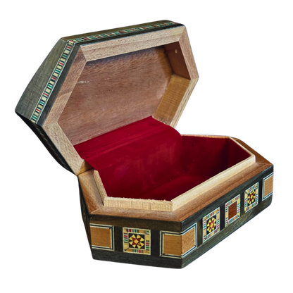 Boîte en Mosaïque Damascène Faite Main – Nacre & Velours