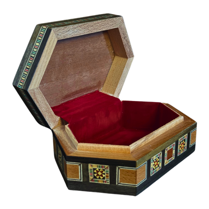 Boîte en Mosaïque Damascène Faite Main – Nacre & Velours