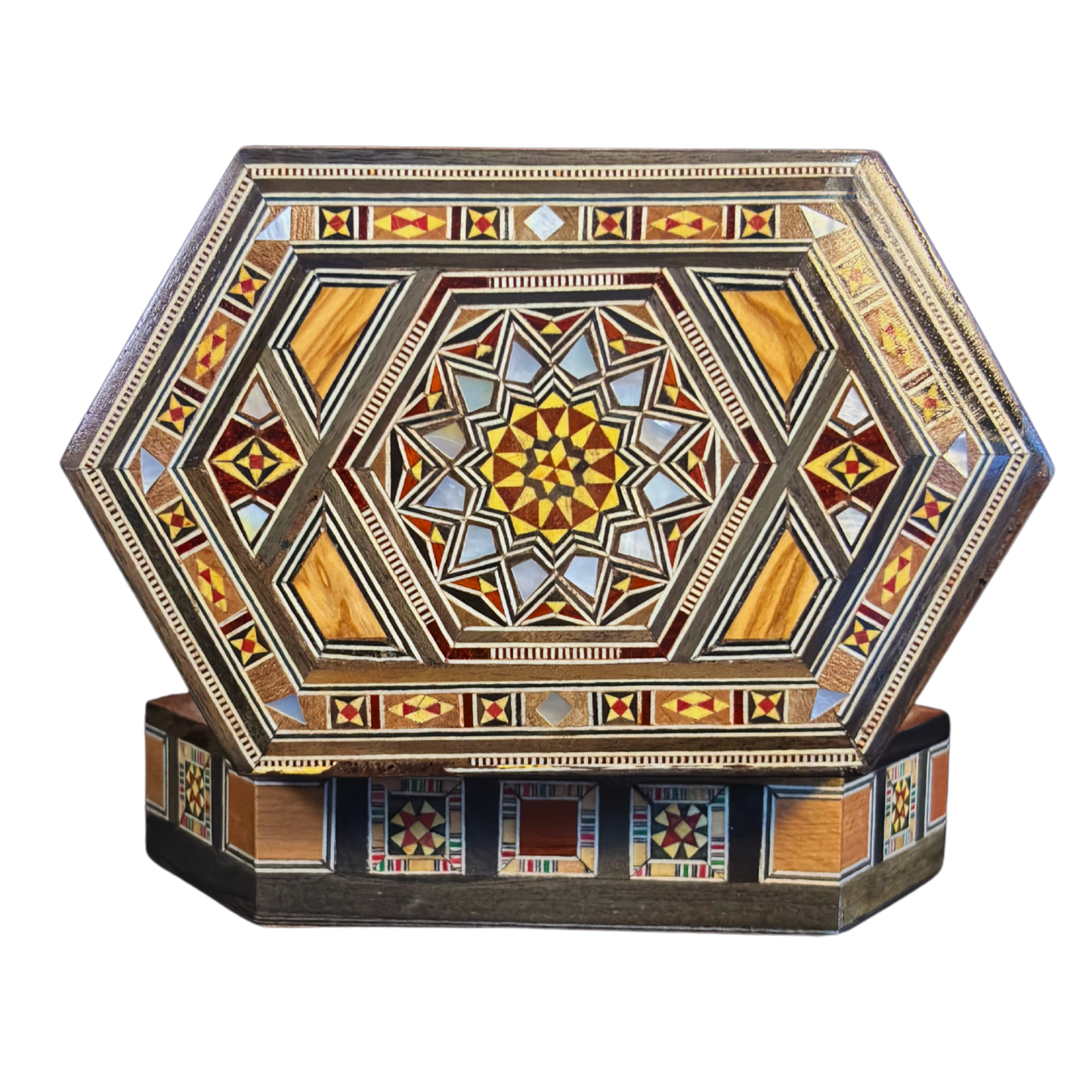 Boîte en Mosaïque Damascène Faite Main – Nacre & Velours