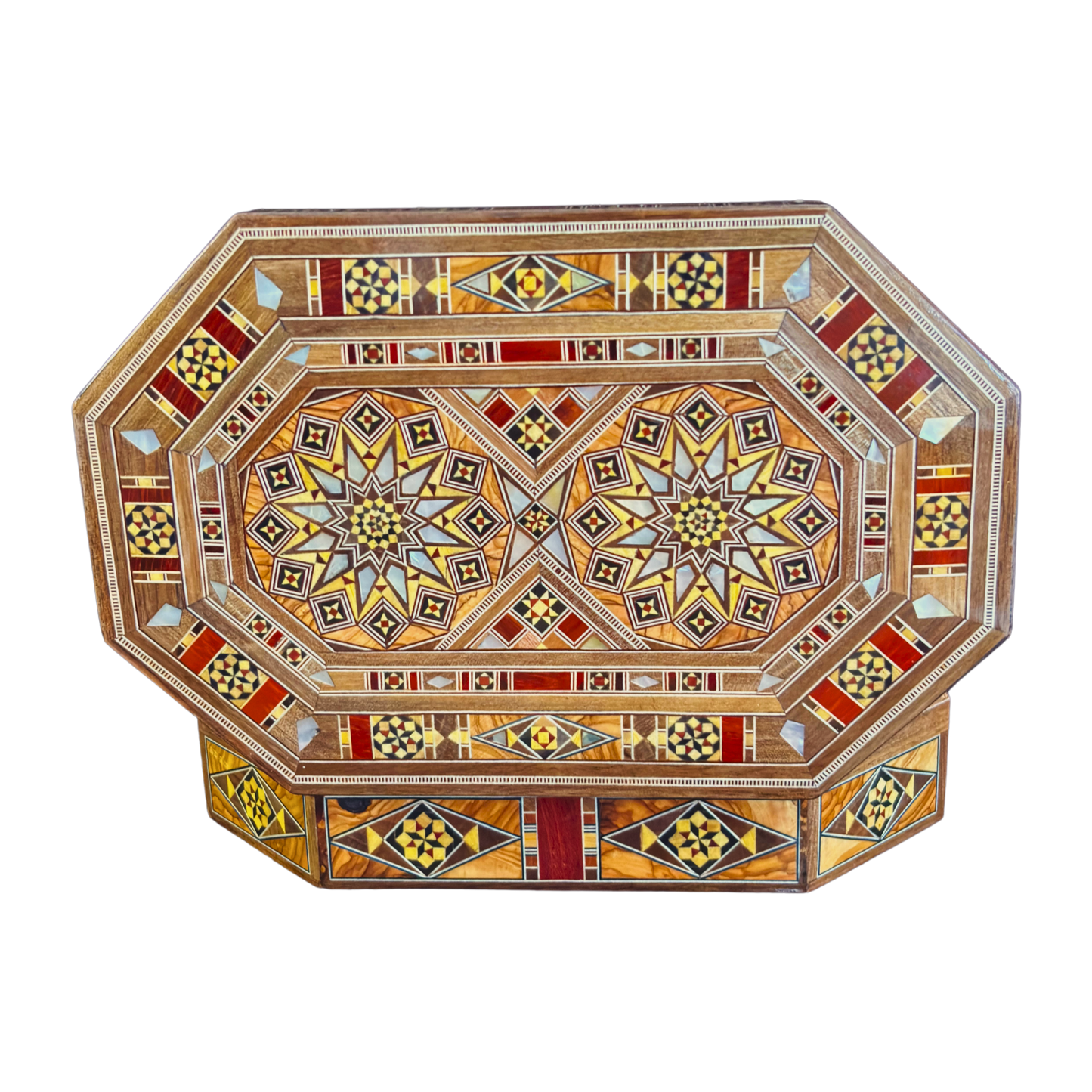 Boîte en Mosaïque Damascène Faite Main – Nacre & Velours