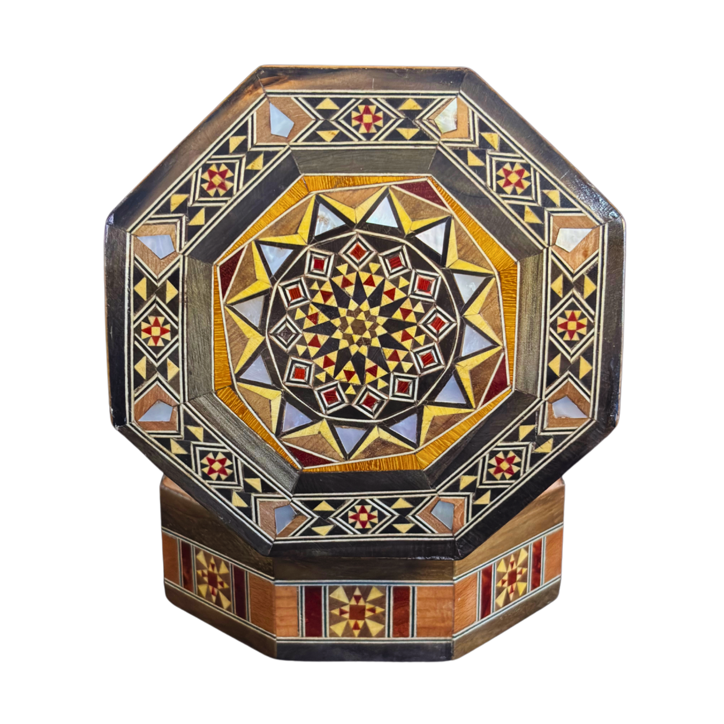 Boîte en Mosaïque Damascène Faite Main – Nacre & Velours