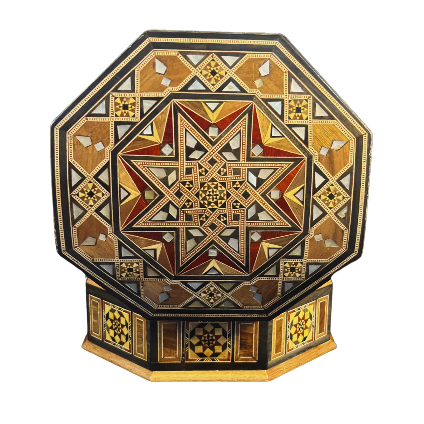 Boîte en Mosaïque Damascène Faite Main – Nacre & Velours