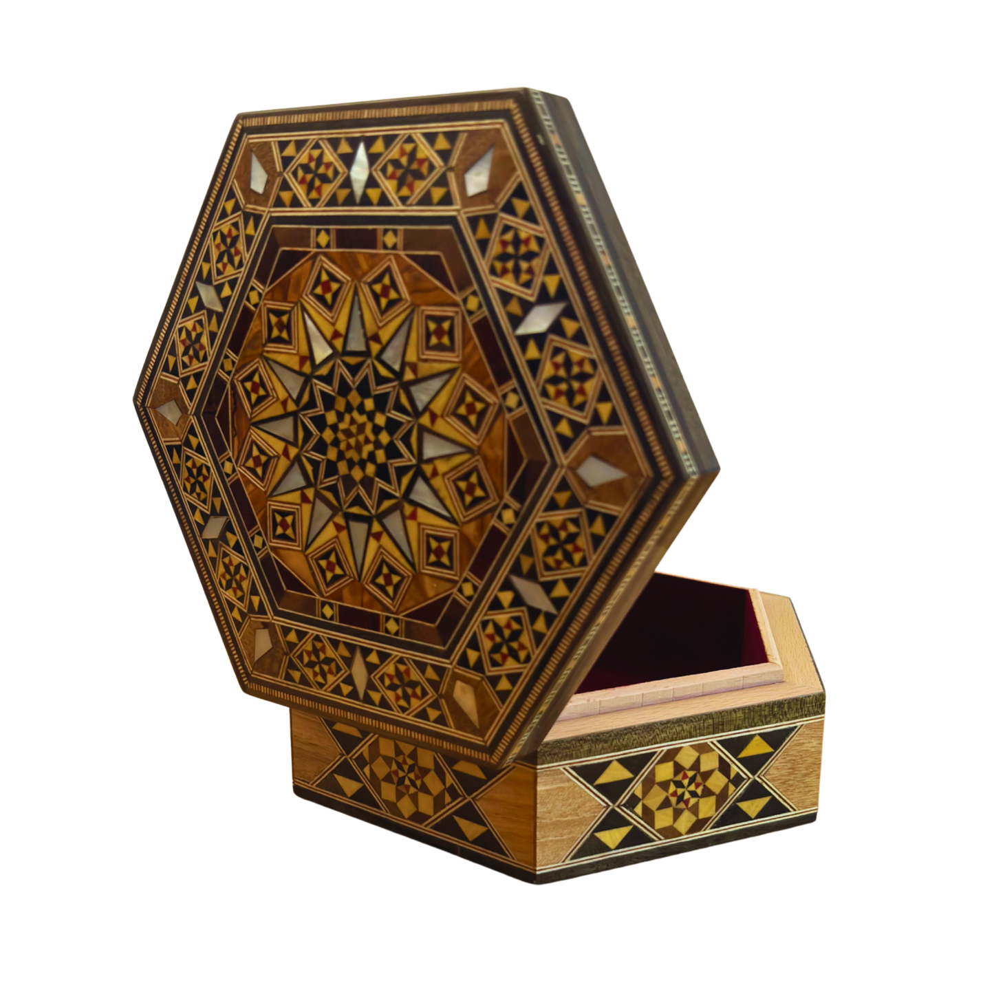 Scatola in Mosaico Damasceno Artigianale – Madreperla & Eleganza in Velluto