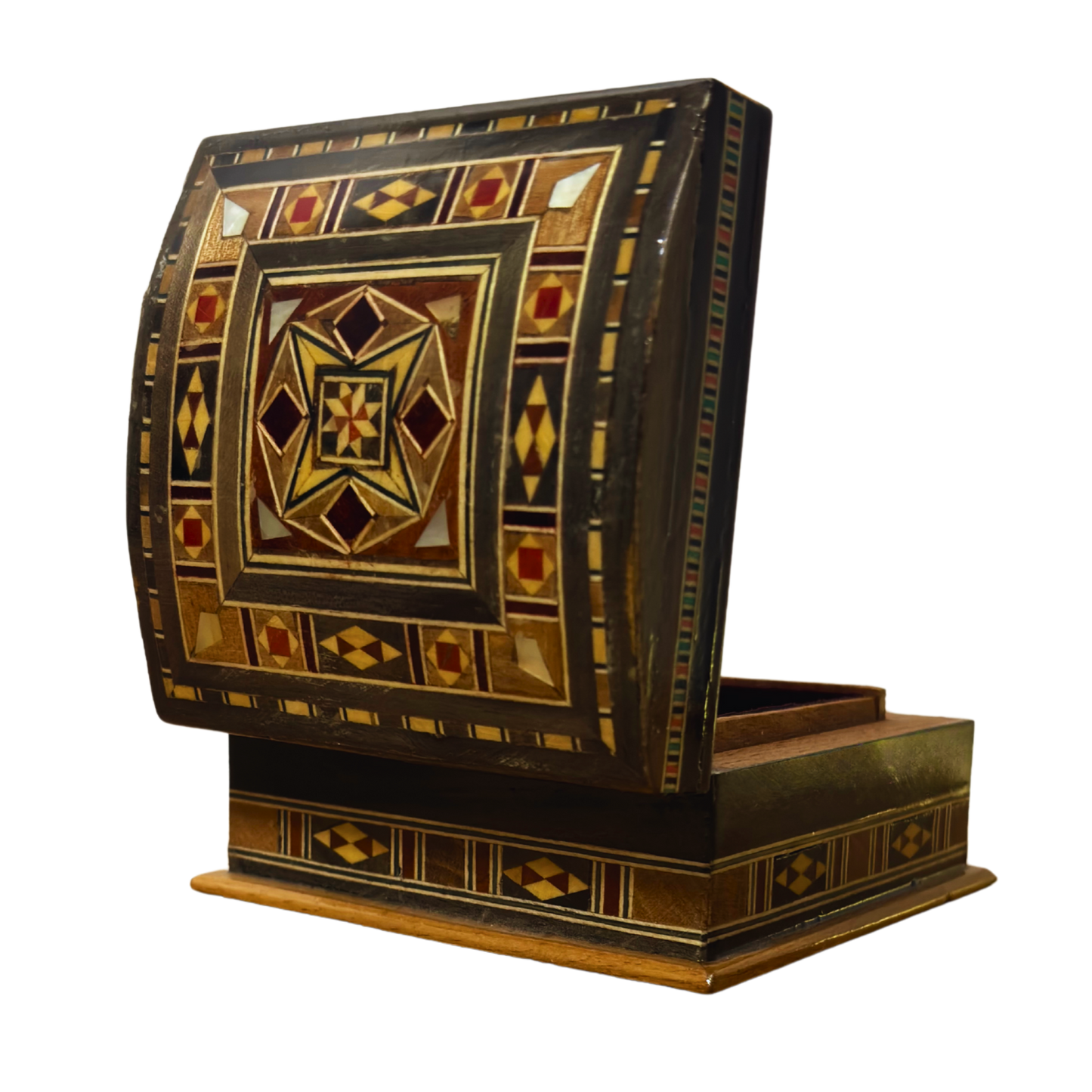 Boîte en Mosaïque Artisanale de Damas – Art Traditionnel & Velours