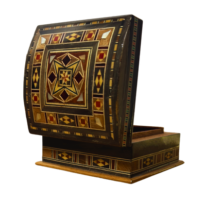 Boîte en Mosaïque Artisanale de Damas – Art Traditionnel & Velours