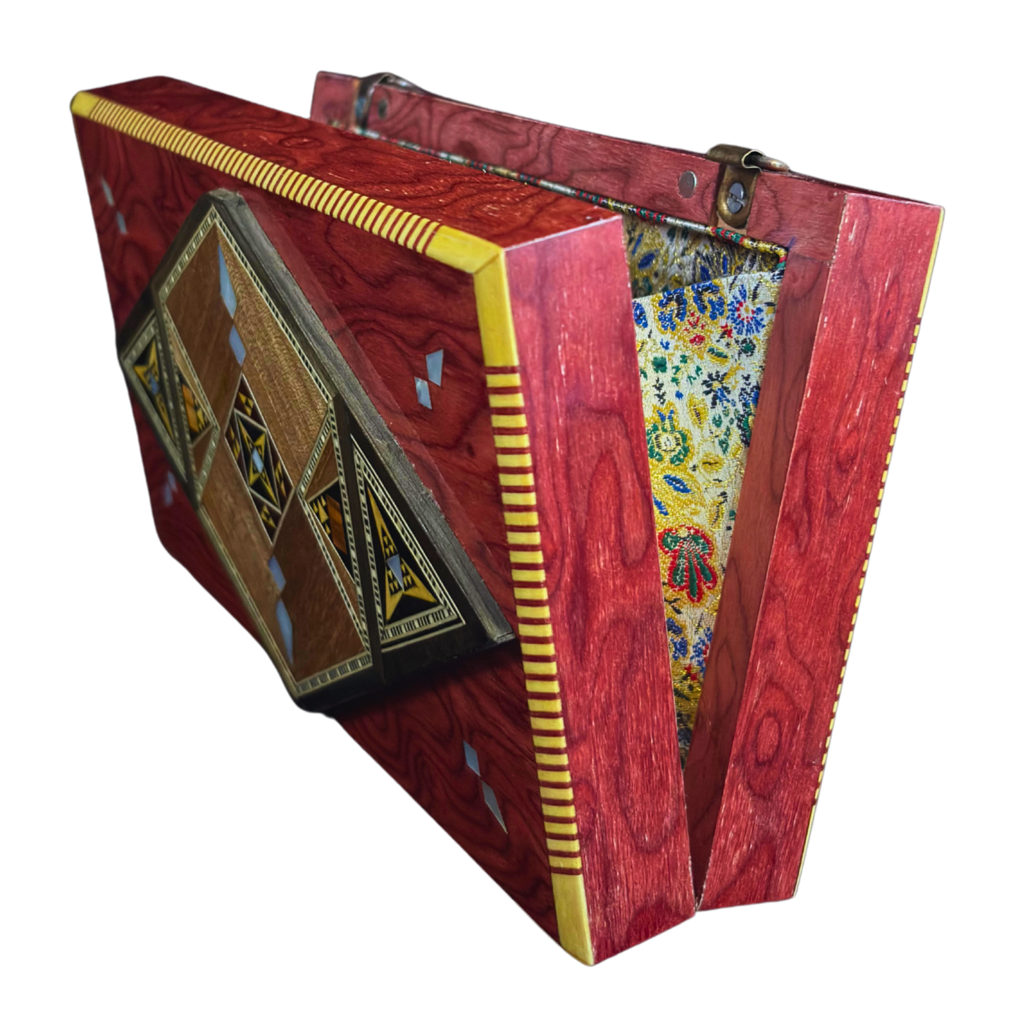 Pochette de Luxe en Mosaïque Damascène avec Nacre & Intérieur en Brocart