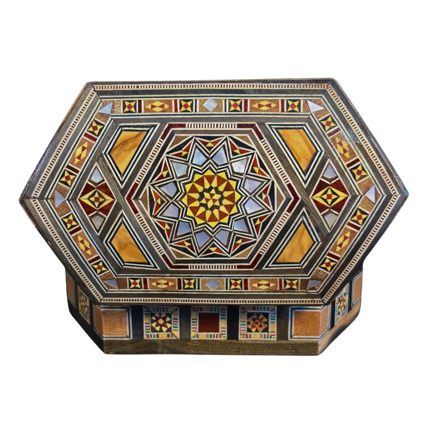 Boîte en Mosaïque Damascène Faite Main – Nacre & Velours