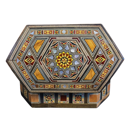 Boîte en Mosaïque Damascène Faite Main – Nacre & Velours
