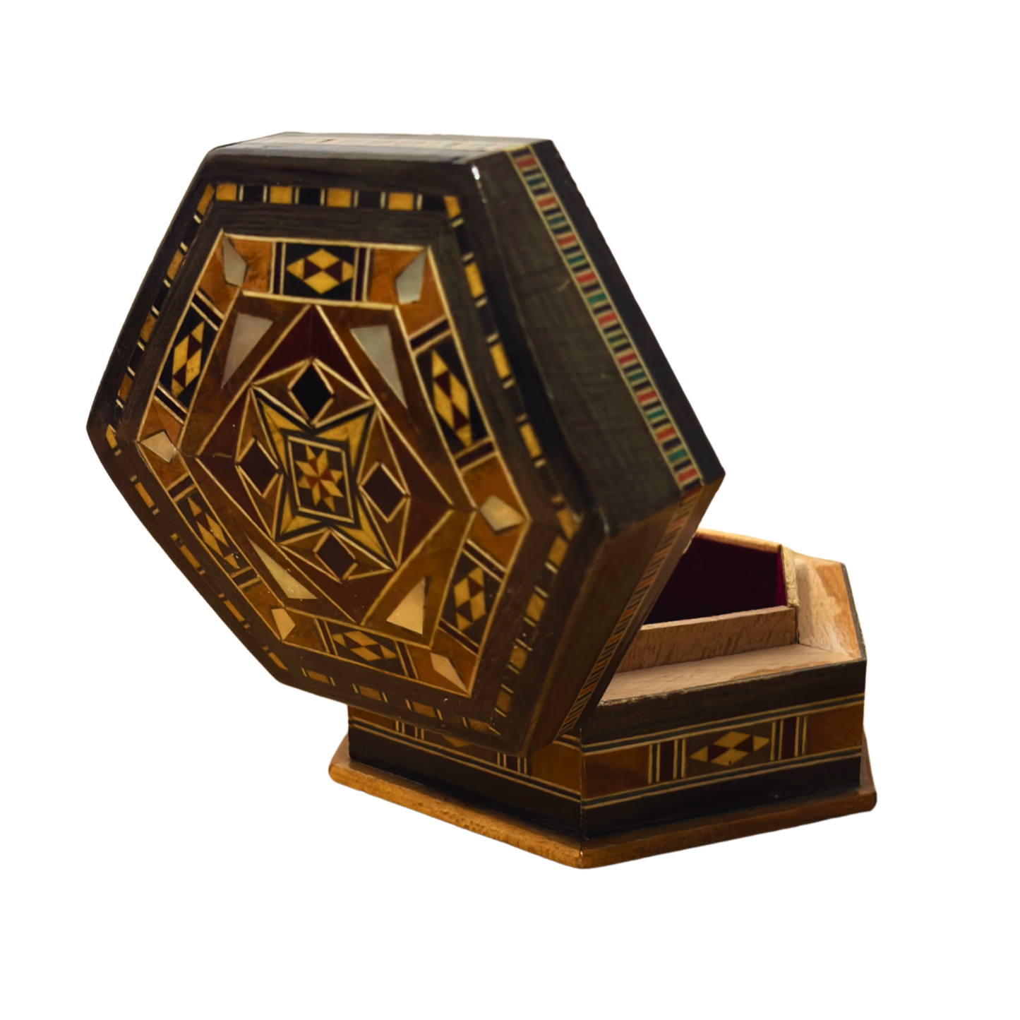 Boîte en Mosaïque Artisanale de Damas – Art Traditionnel & Velours