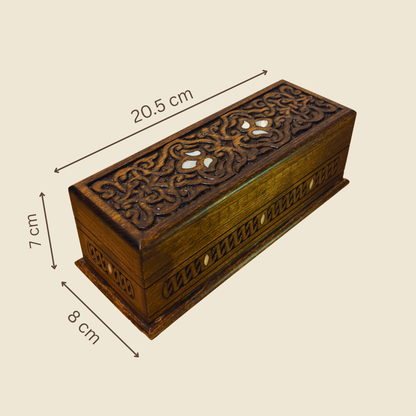 Handgesneden Luxe Doos uit Damascus – Parelmoer & Fluweel