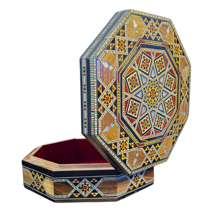 Boîte en Mosaïque Damascène Faite Main – Nacre & Velours