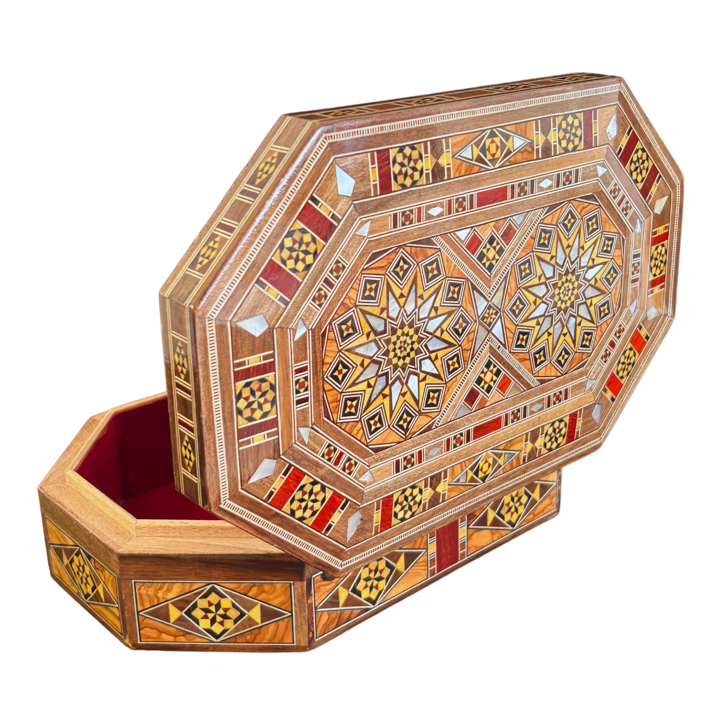 Boîte en Mosaïque Damascène Faite Main – Nacre & Velours