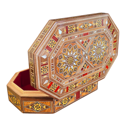 Boîte en Mosaïque Damascène Faite Main – Nacre & Velours