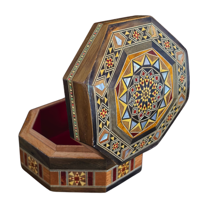 Boîte en Mosaïque Damascène Faite Main – Nacre & Velours