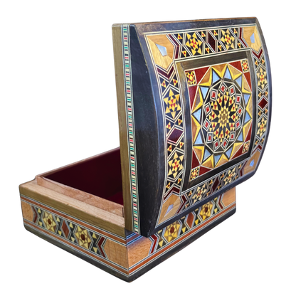 Boîte en Mosaïque Damascène Faite Main – Nacre & Velours