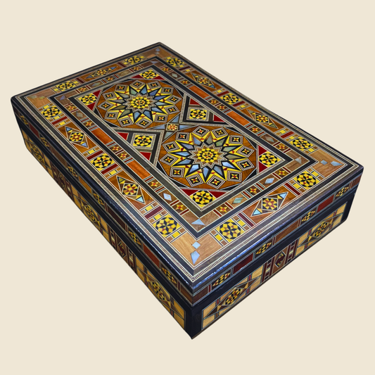 Boîte en Mosaïque Artisanale de Damas – Art Traditionnel & Velours