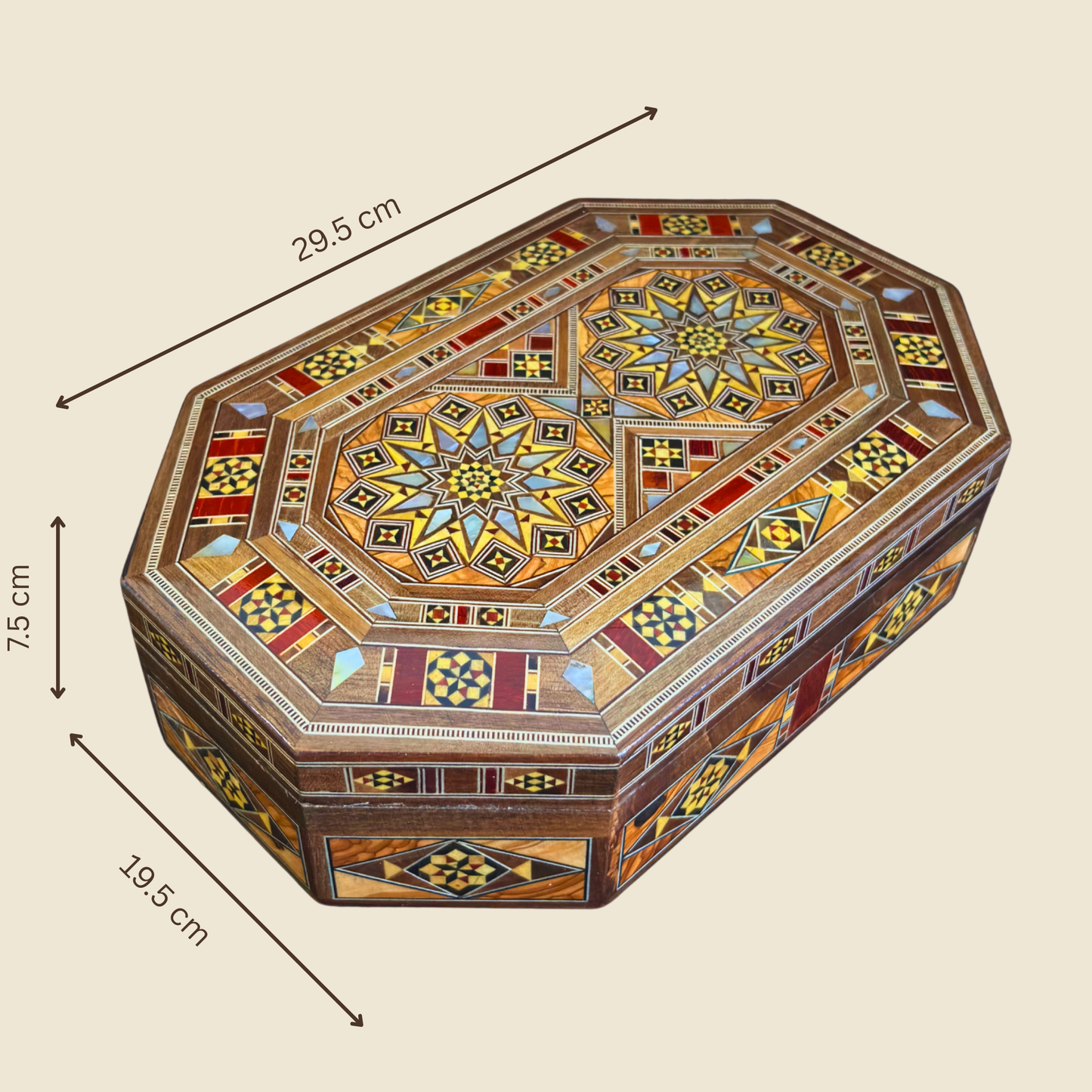 Boîte en Mosaïque Damascène Faite Main – Nacre & Velours
