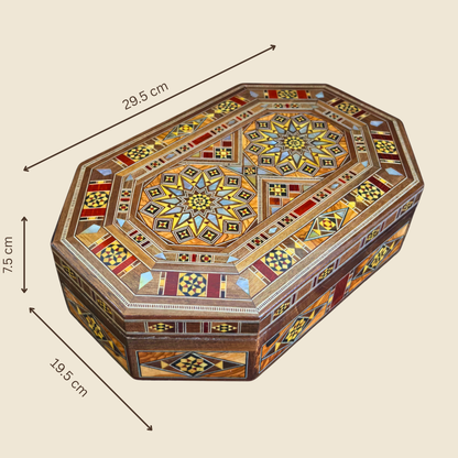 Boîte en Mosaïque Damascène Faite Main – Nacre & Velours