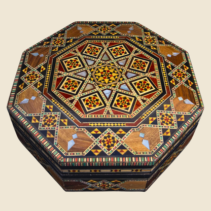 Boîte en Mosaïque Damascène Faite Main – Nacre & Velours