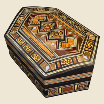 Handgemaakte Damascene Mozaïekdoos – Parelmoer & Fluweel