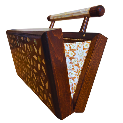 Zenobia – Luksusowa Damasceńska Kopertówka z Orzecha z Wkładką z Masą Perłową & Podszyciem z Brokatu