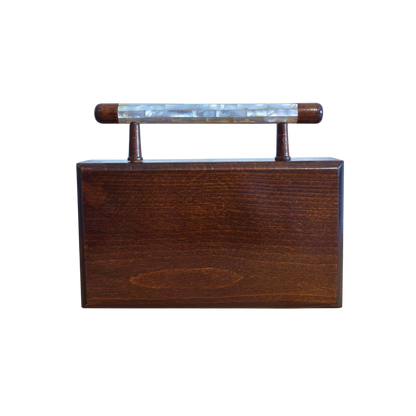 The Celestial Star – Handcrafted Damascene Clutch in Walnut Wood with Mother of Pearl Inlay