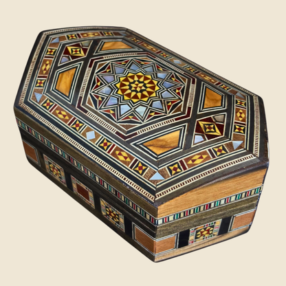 Boîte en Mosaïque Damascène Faite Main – Nacre & Velours