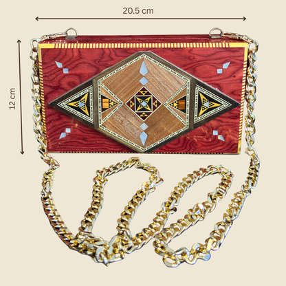 Pochette de Luxe en Mosaïque Damascène avec Nacre & Intérieur en Brocart